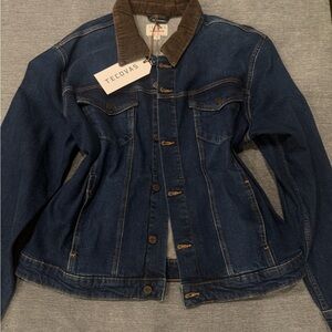Tecovas Blue Denim Jacket with Tan Collar